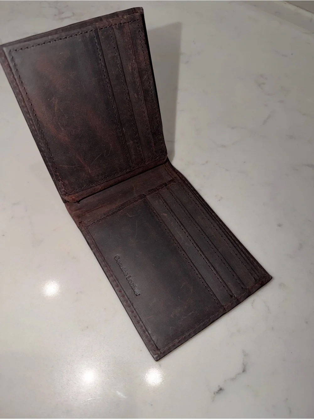 ESTALON Men's Dark Brown Leather Card & Key Wallet